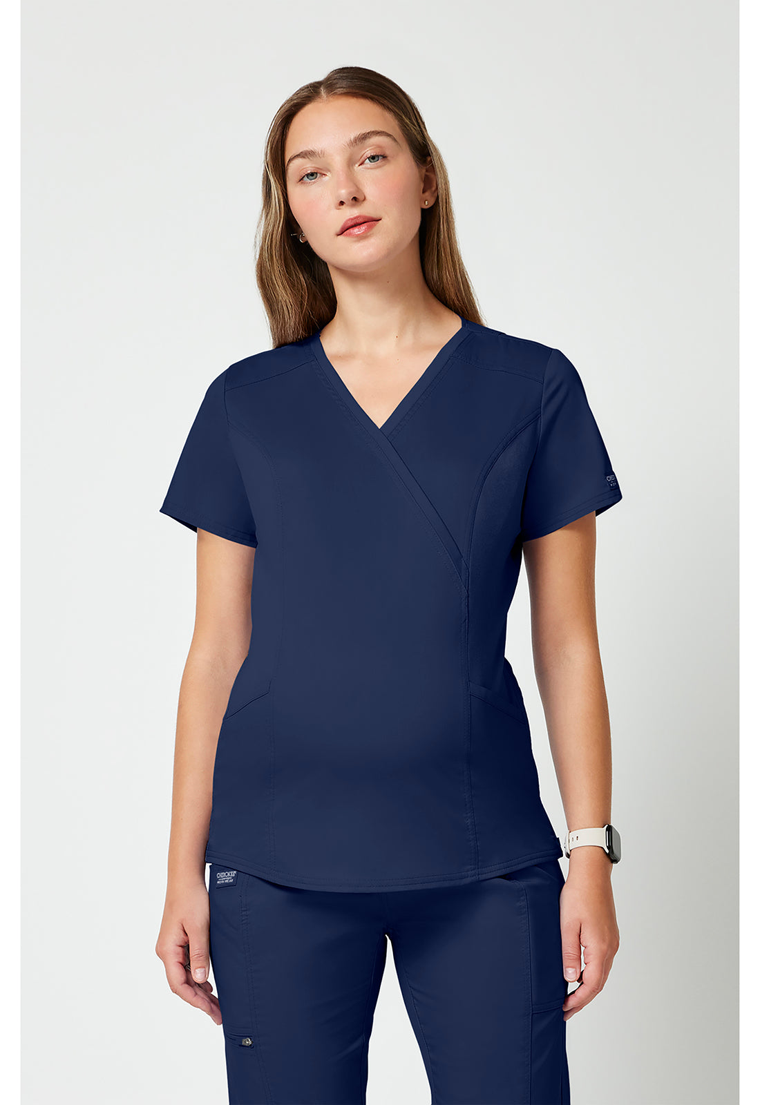 Cherokee WWE688 Maternity Mock Wrap Top - Navy (front)