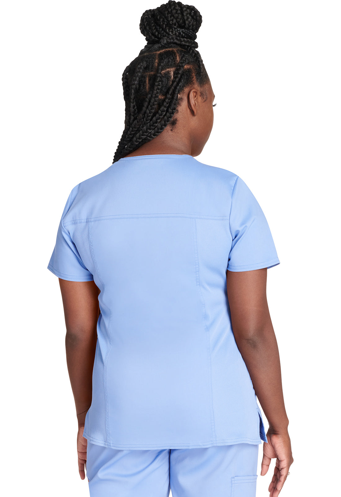 Cherokee WWE775AB Mock Wrap Top - Ciel Blue (back)