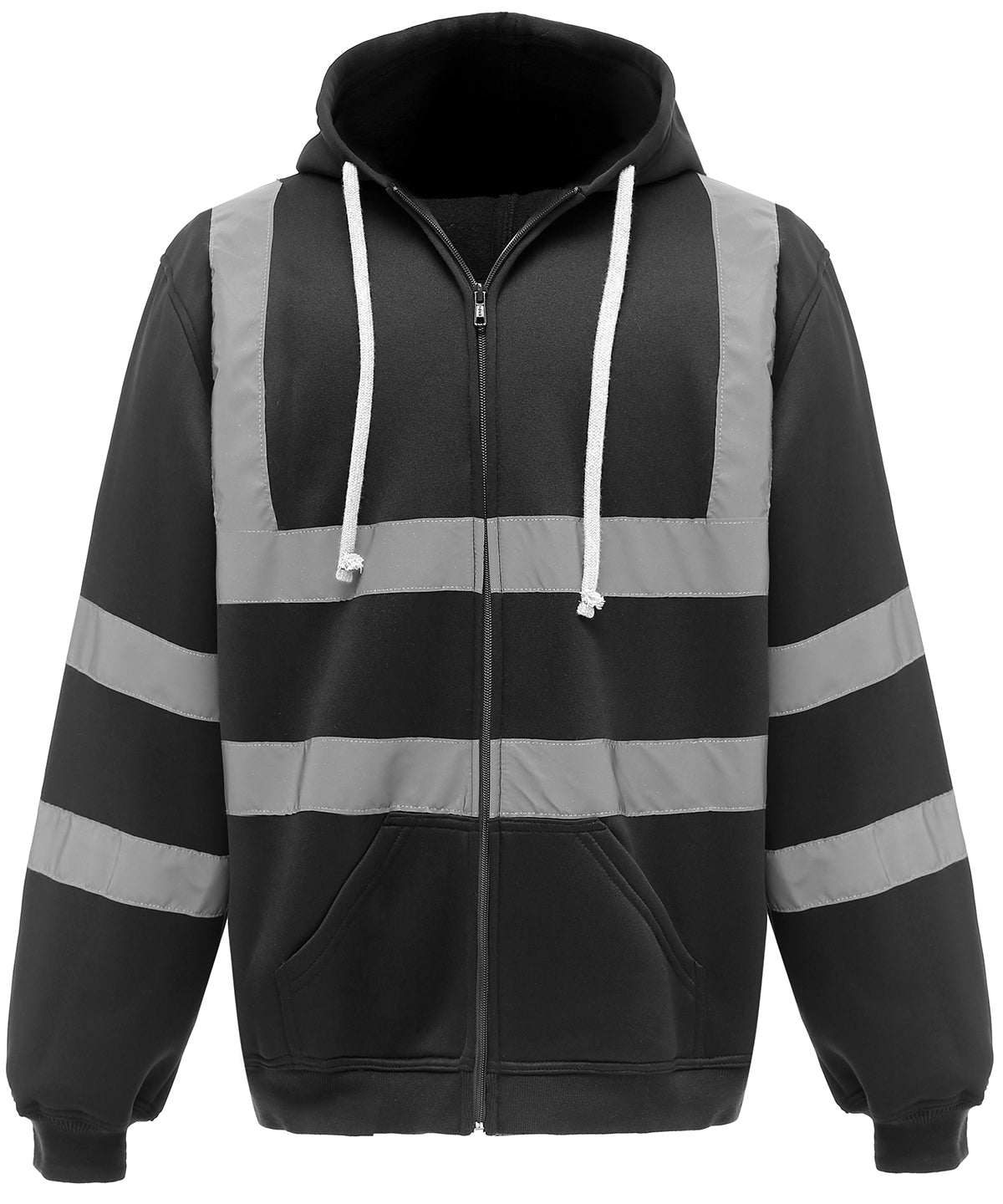 Yoko Hi-vis zip hoodie in Black, front view