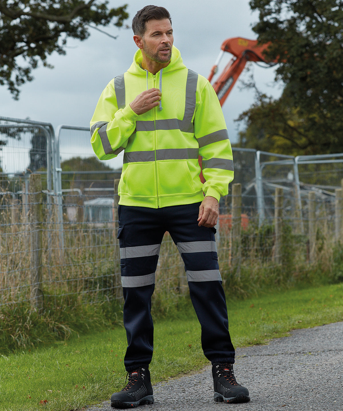 Yoko Hi-vis zip hoodie, lifestyle photo