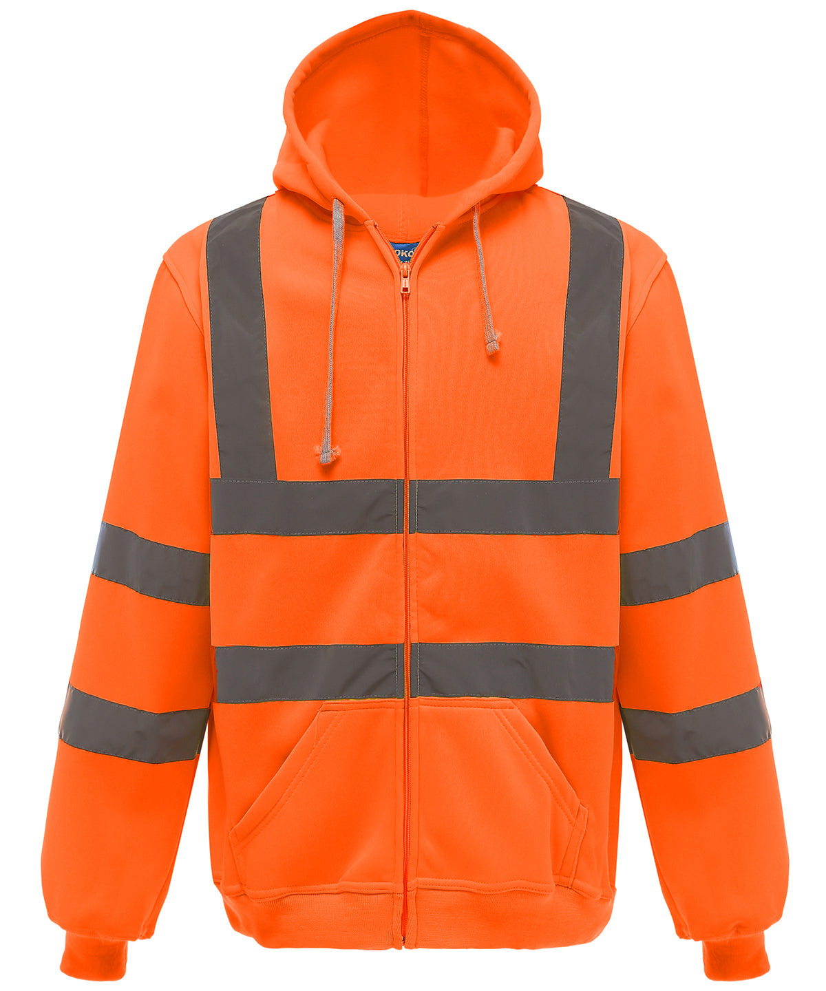 Yoko Hi-vis zip hoodie in Orange, front view