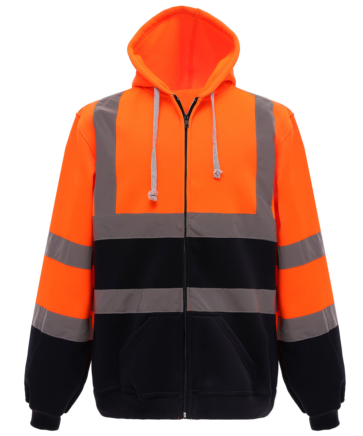 Yoko Hi-vis zip hoodie in Orange/Navy, front view