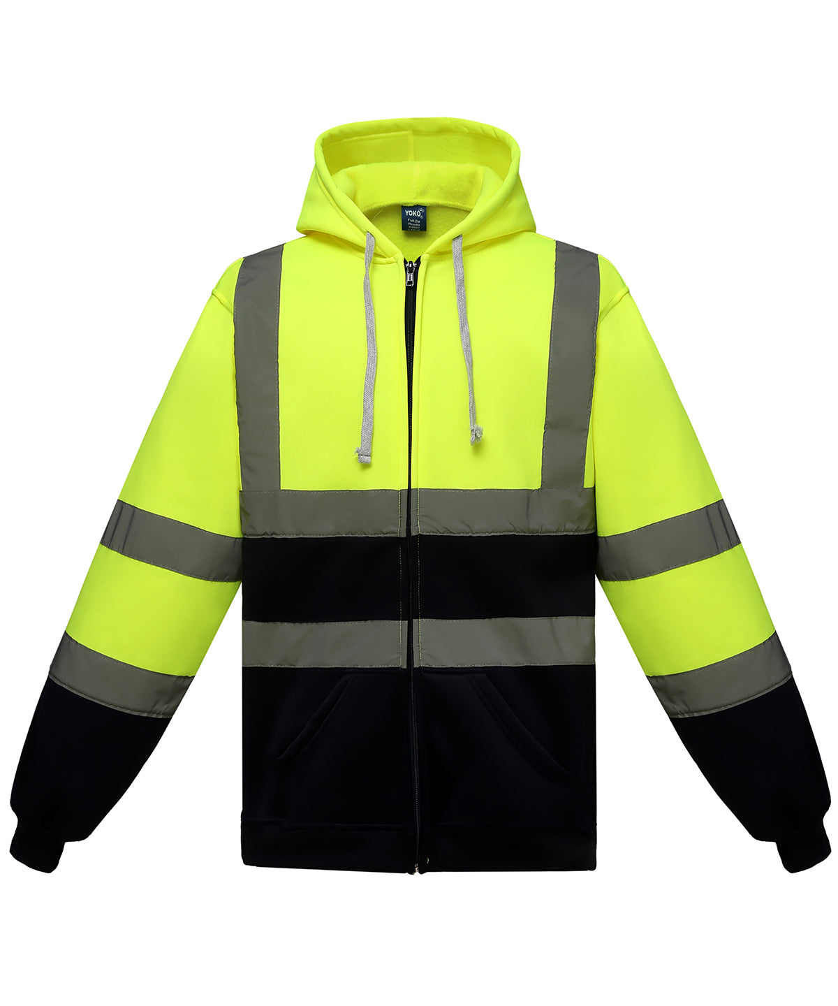 Yoko Hi-vis zip hoodie in Yellow/Navy, front view