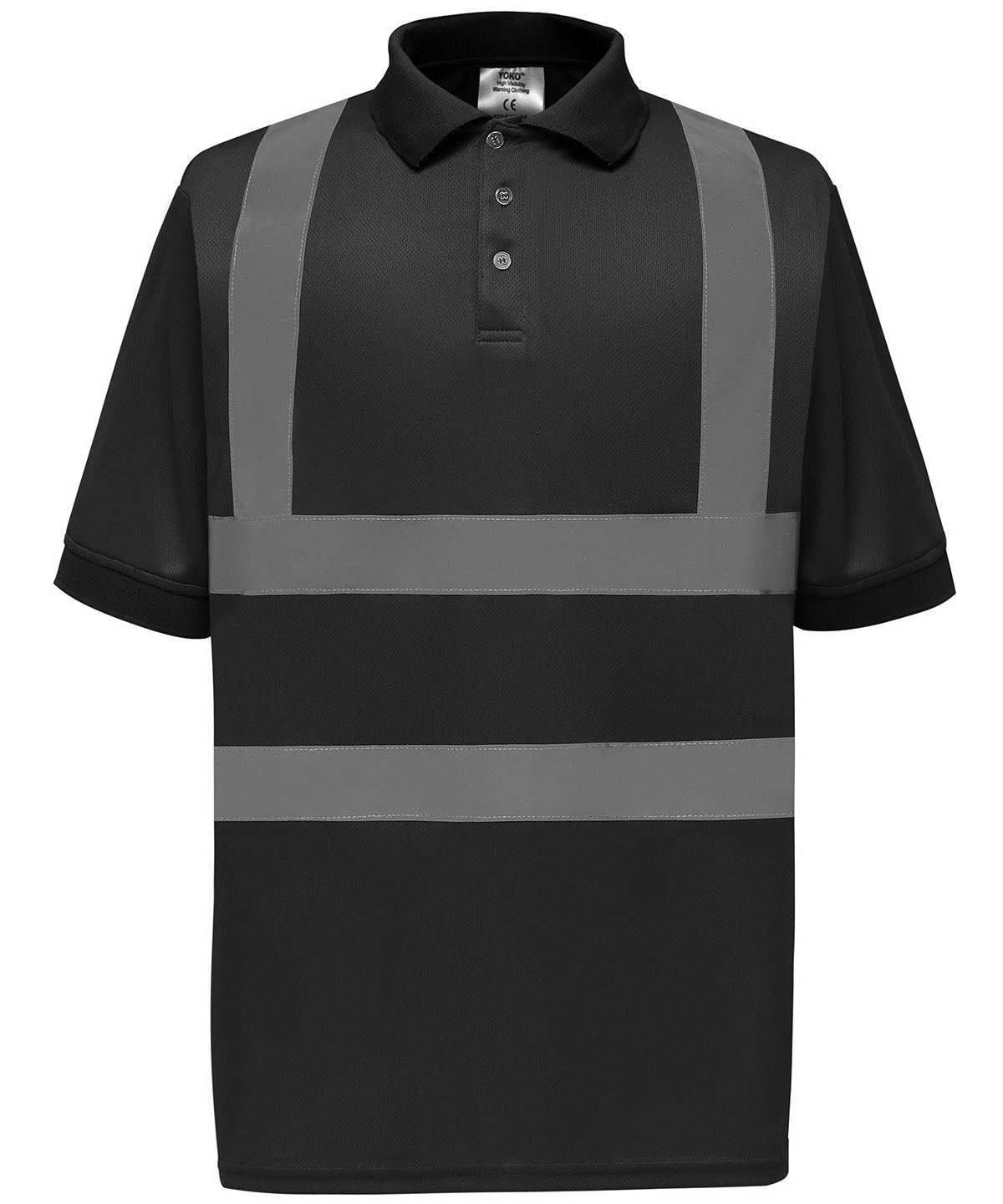 Yoko Hi-vis short sleeve polo in Black, front view