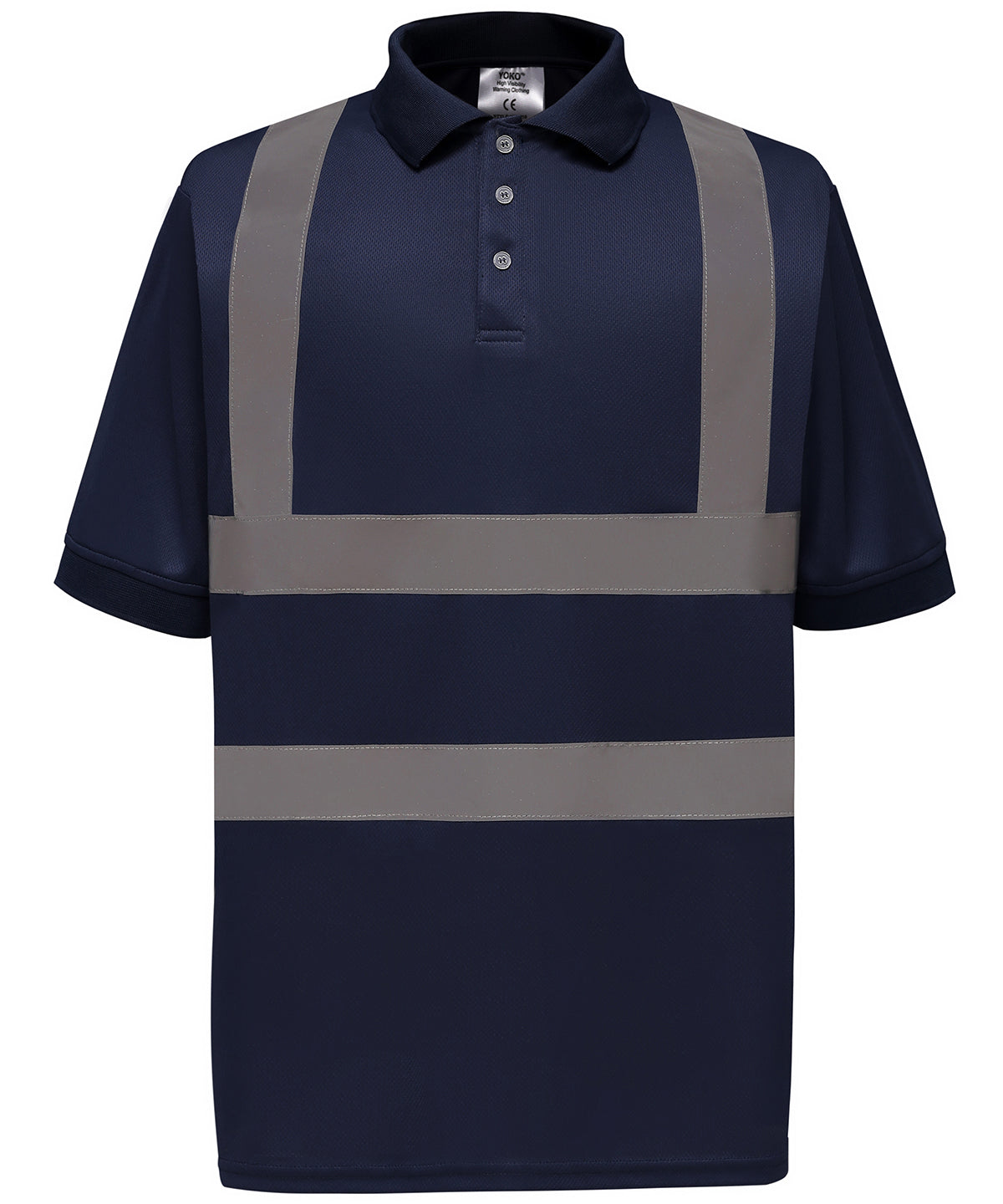 Yoko Hi-vis short sleeve polo in Navy, front view
