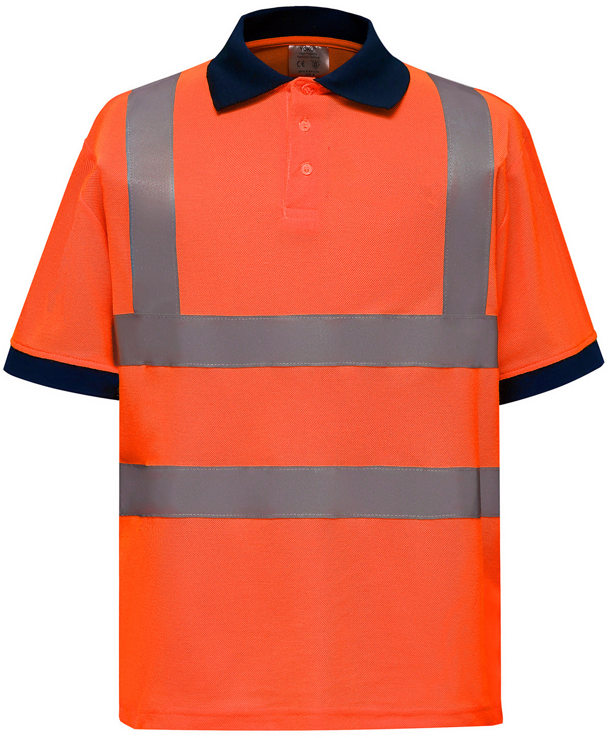 Yoko Hi-vis short sleeve polo in Orange, front view