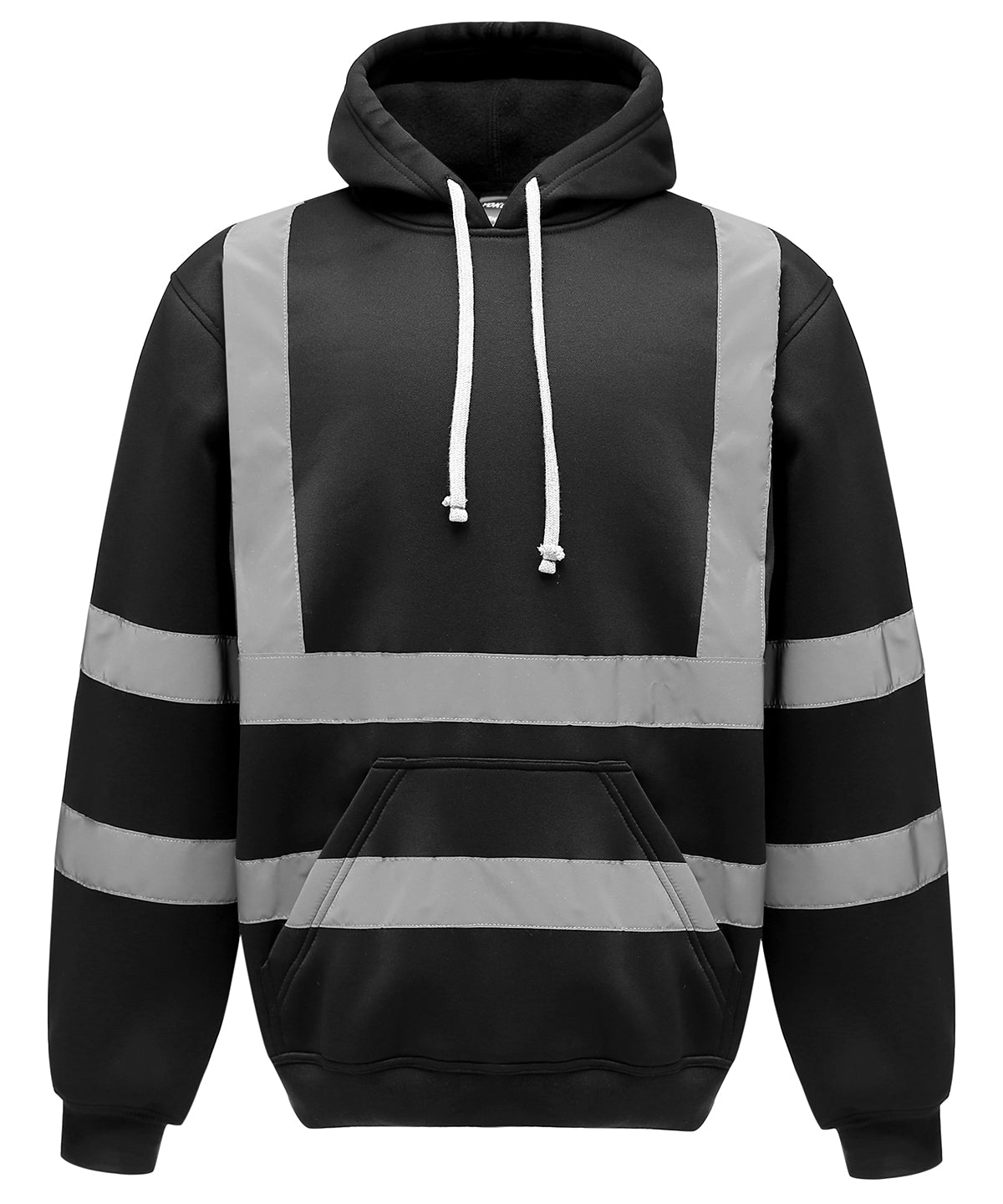 Yoko Hi-vis pull-over hoodie in Black, front view