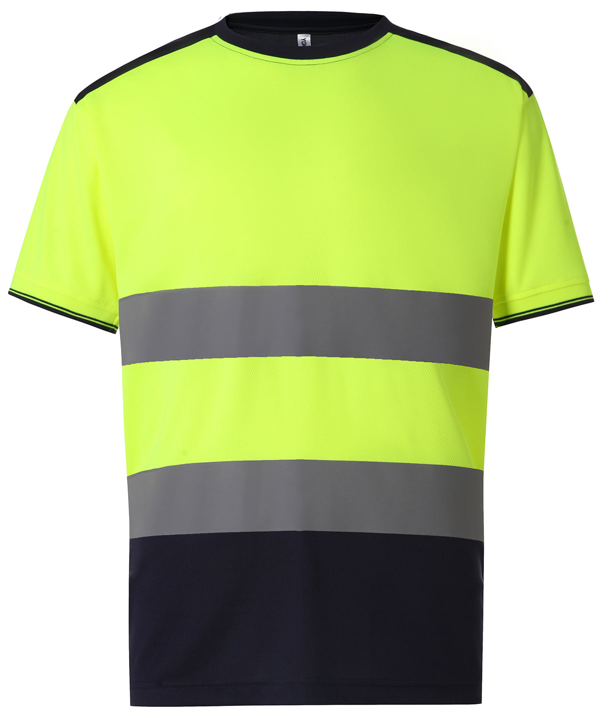 Yoko Hi-vis two-tone t-shirt in Yellow/Navy, front view