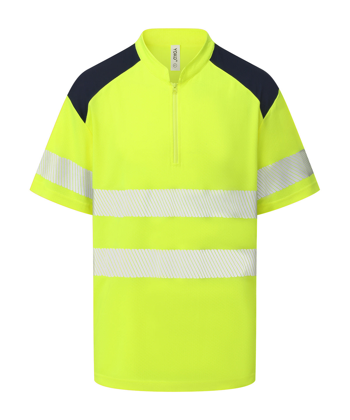 Yoko Hi-vis mandarin collar zip neck comfort trim polo, lifestyle photo