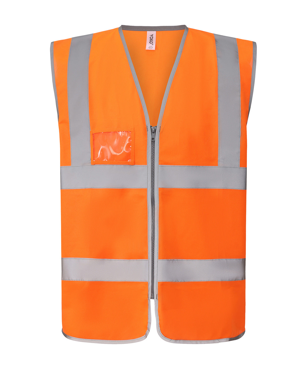 Yoko Hi-vis zip ID reflective border waistcoat in Hi-vis Orange, front view