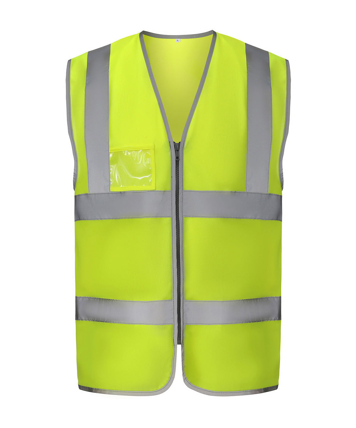 Yoko Hi-vis zip ID reflective border waistcoat in Hi-vis Yellow, front view