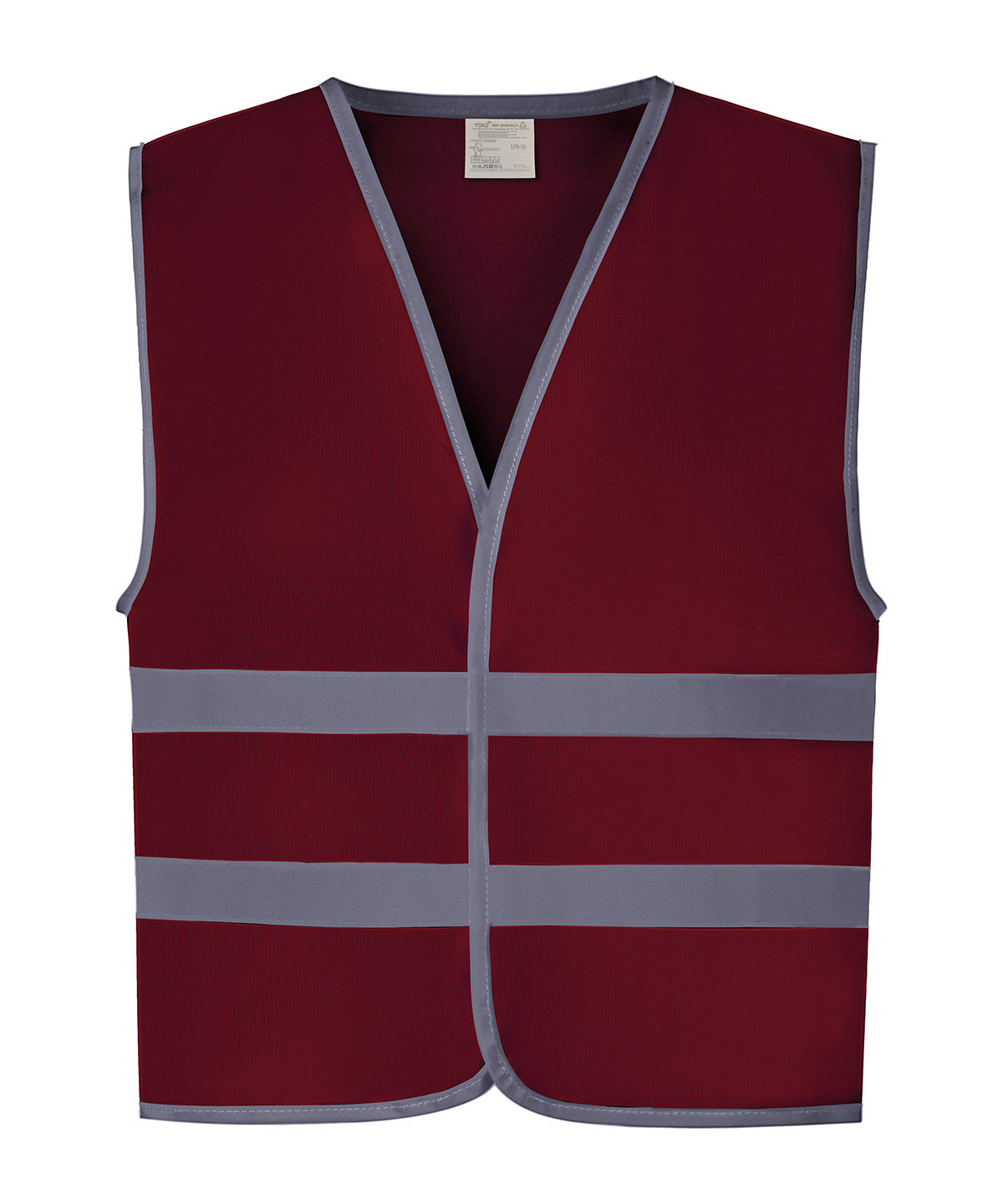 Yoko Hi-vis reflective border kids waistcoat in Maroon, front view