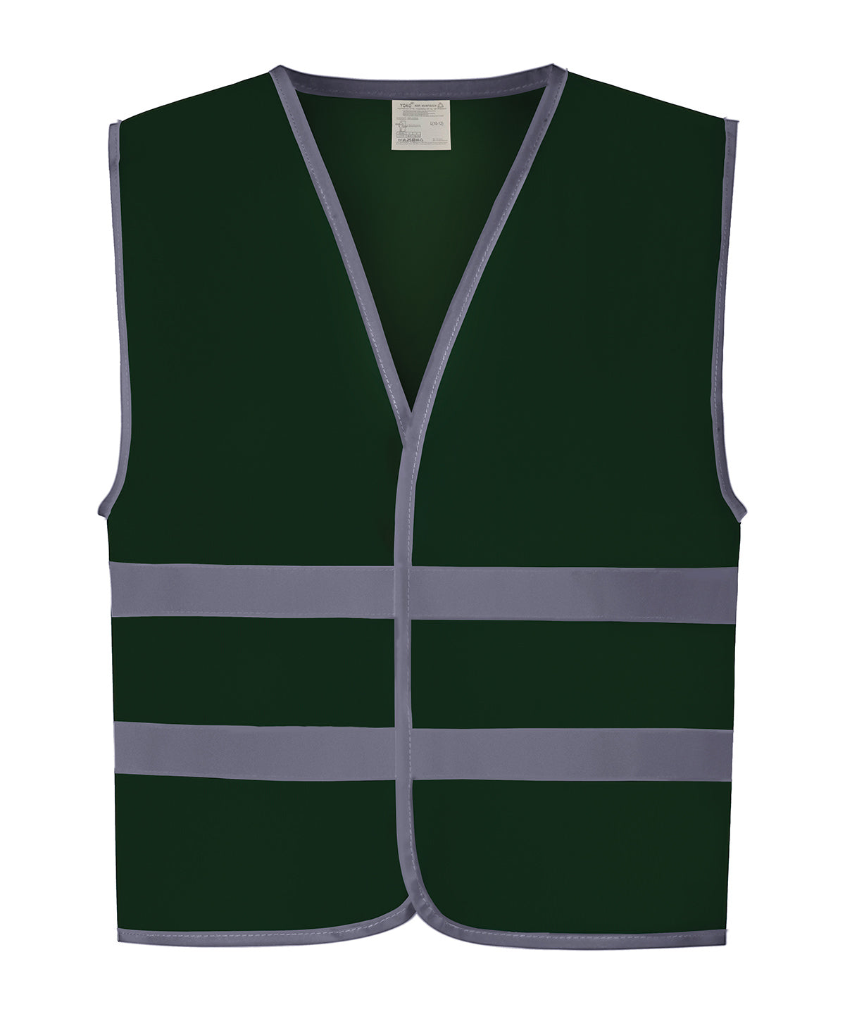 Yoko Hi-vis reflective border kids waistcoat in Paramedic Green, front view