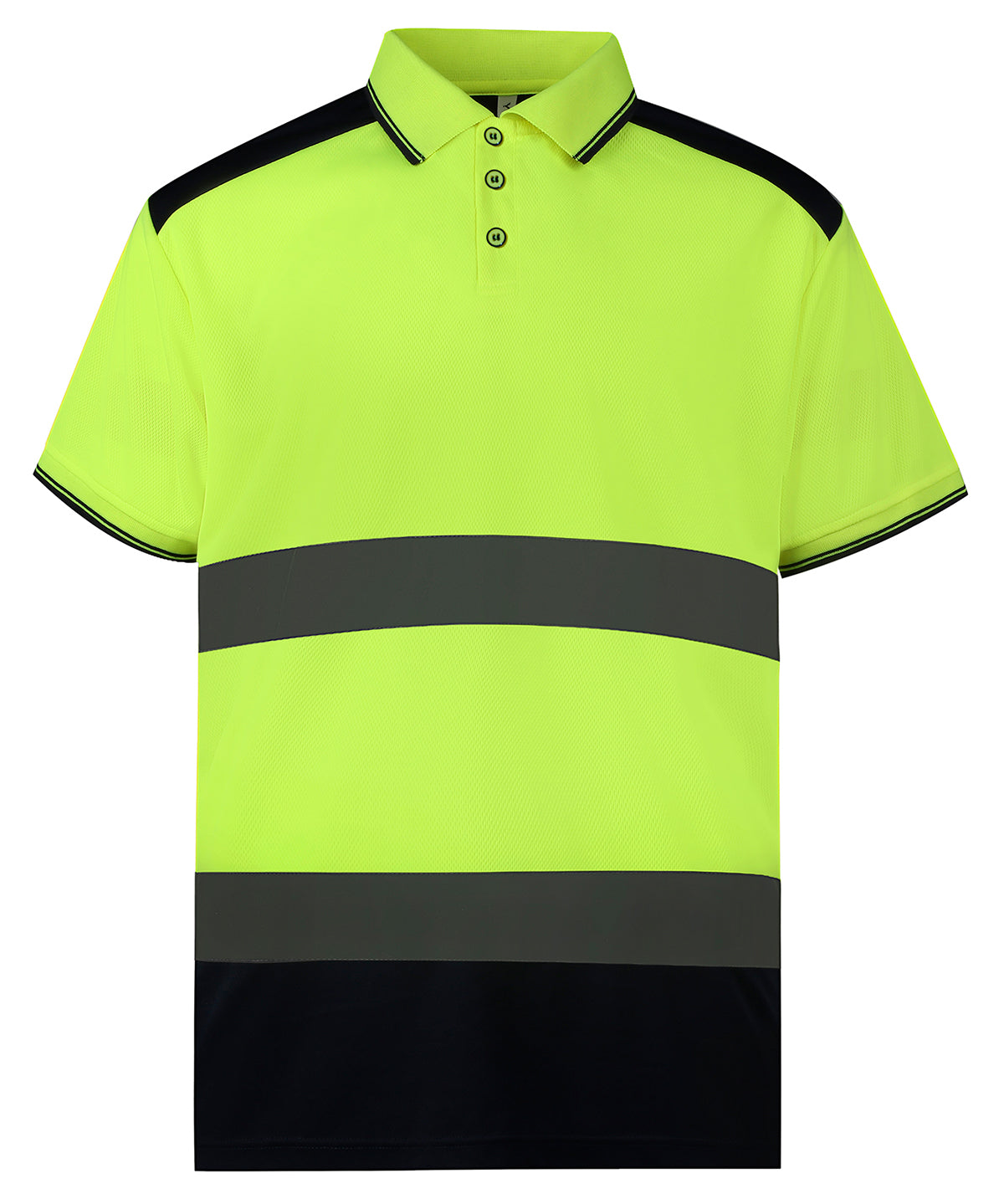 Yoko Hi-vis two-tone polo shirt in Yellow/Navy, front view