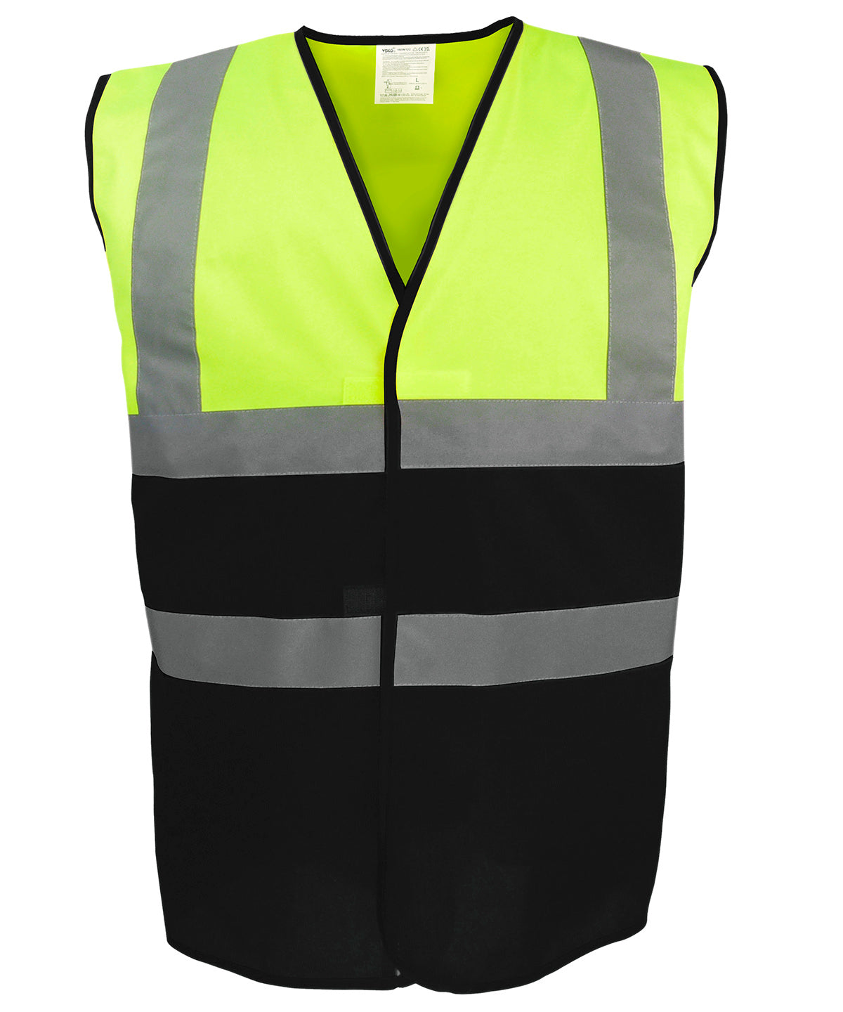 Yoko Hi-vis two-tone waistcoat in Hi-vis Yellow/Black, front view