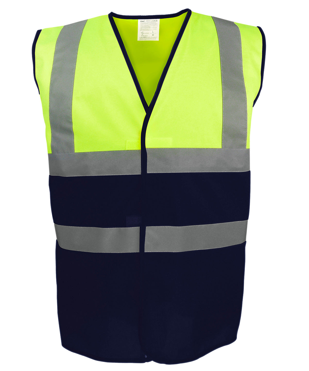 Yoko Hi-vis two-tone waistcoat in Hi-vis Yellow/Navy, front view