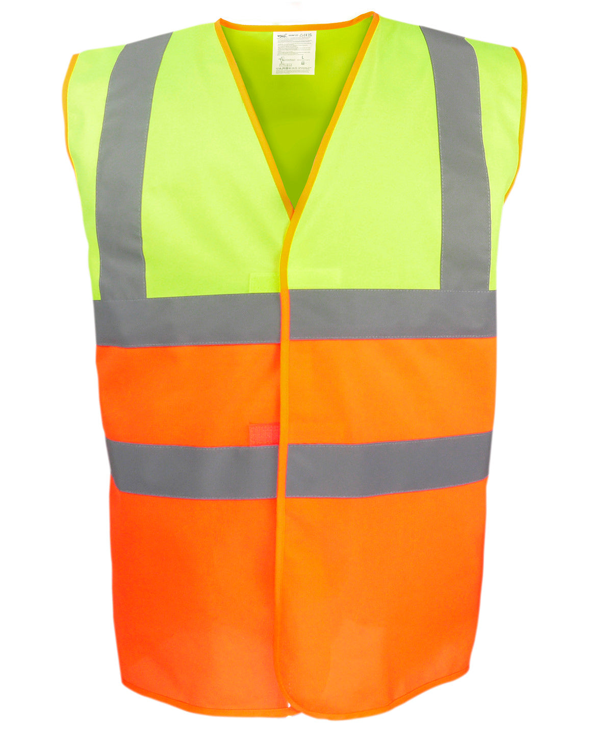 Yoko Hi-vis two-tone waistcoat in Hi-vis Yellow/Orange, front view