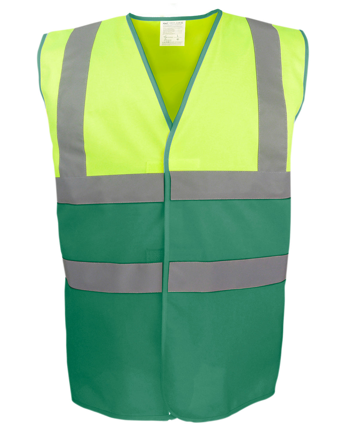 Yoko Hi-vis two-tone waistcoat in Hi-vis Yellow/Paramedic Green, front view