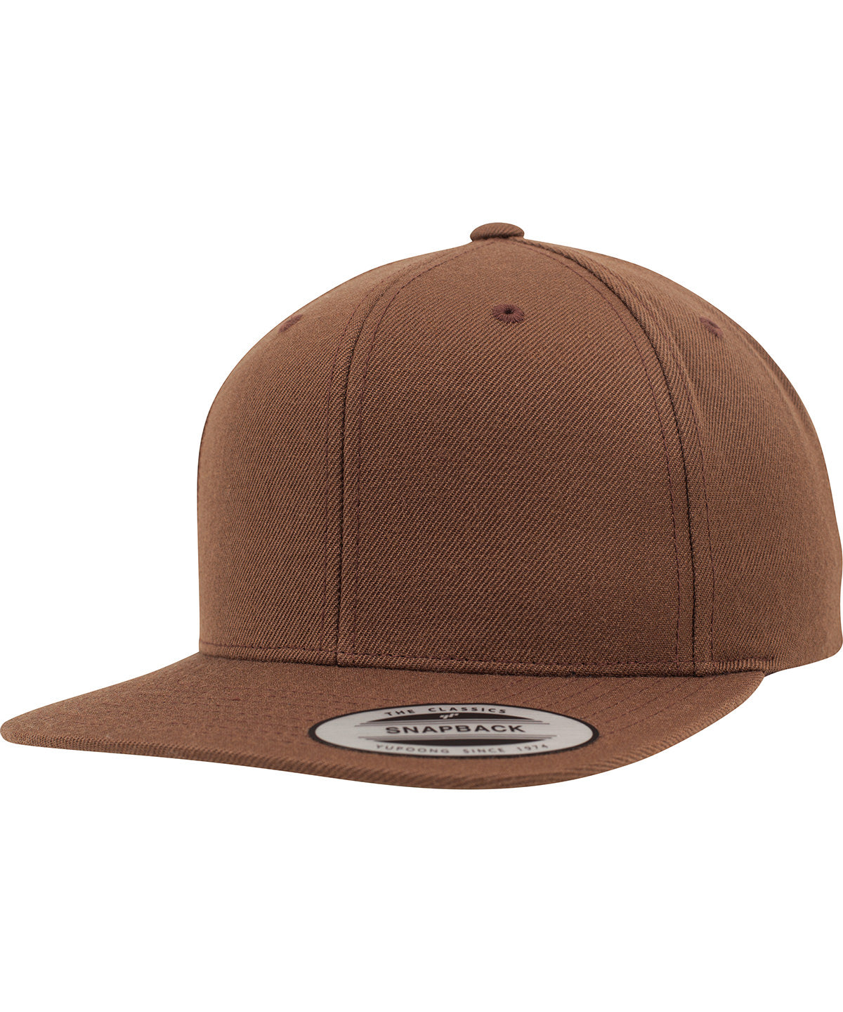 Flexfit by Yupoong The classic snapback in Tan, front view
