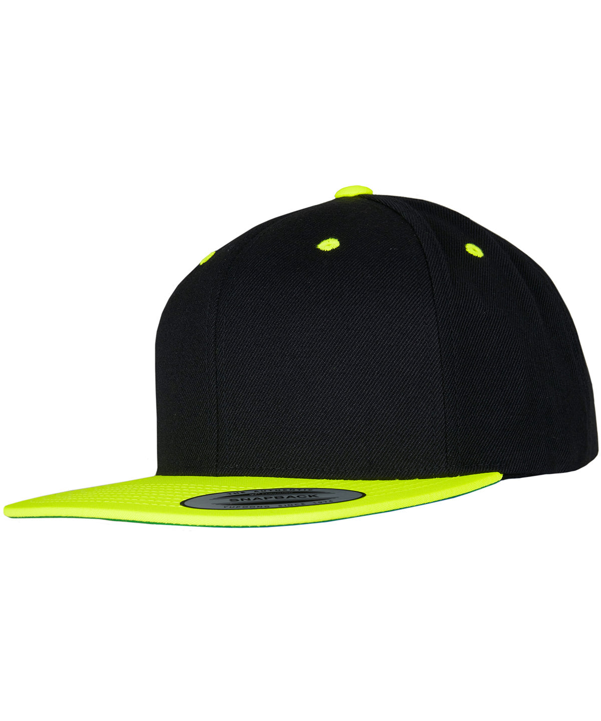 Flexfit by Yupoong The classic snapback 2-tone in Black/Neon Yellow, front view