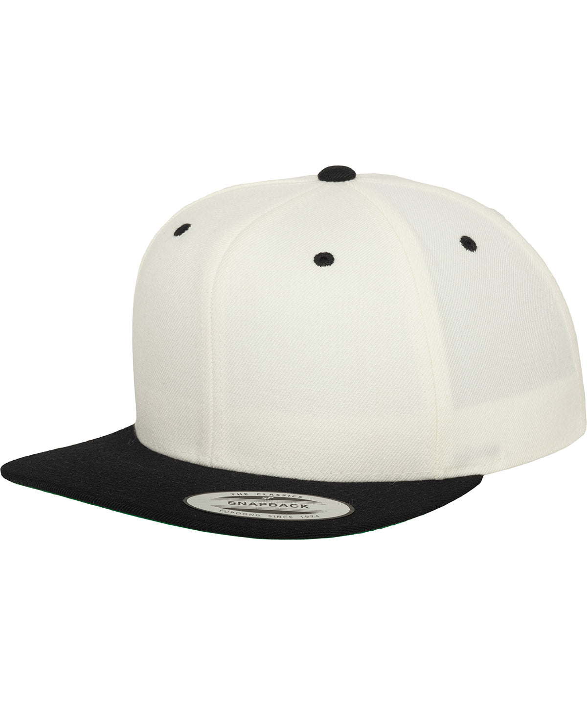 Flexfit by Yupoong The classic snapback 2-tone in Natural/Black, front view