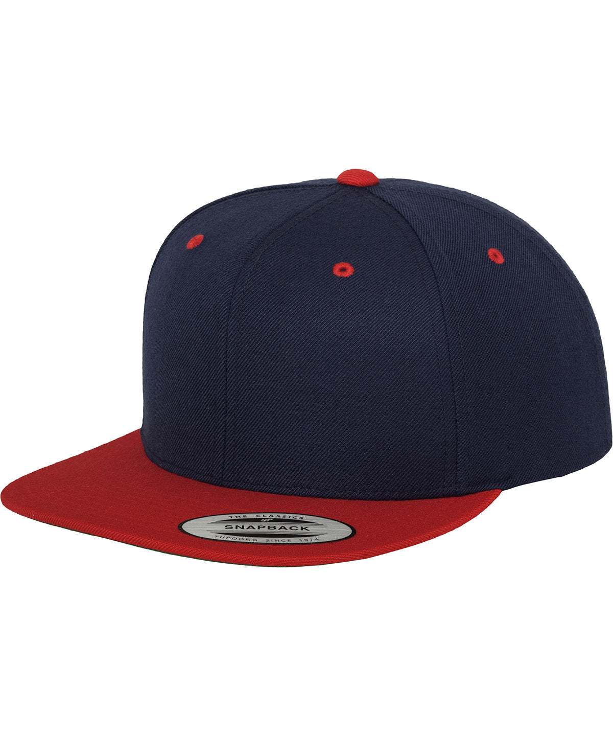 Flexfit by Yupoong The classic snapback 2-tone in Navy/Red, front view