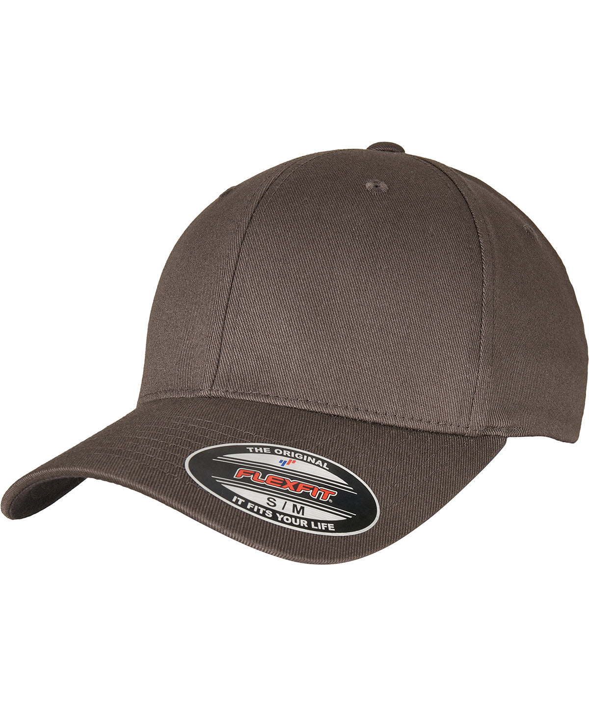 Flexfit by Yupoong Flexfit fitted baseball cap in Dark Grey/Dark Grey, front view