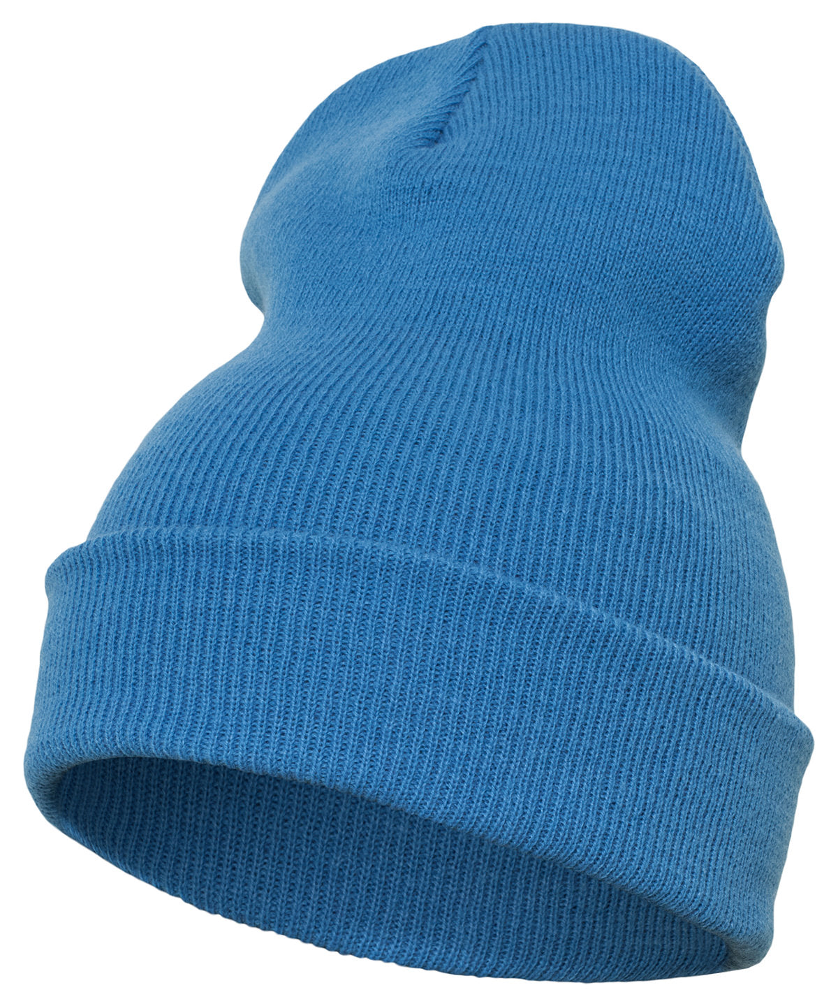 Flexfit by Yupoong Heavyweight long beanie in CL Blue, front view