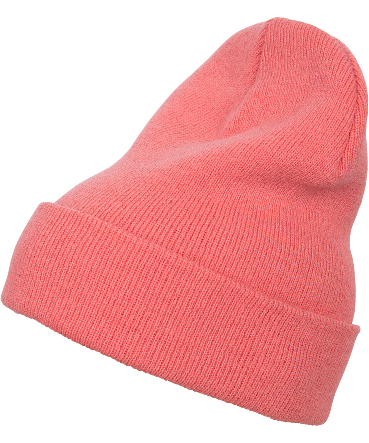 Flexfit by Yupoong Heavyweight long beanie in Coral, front view