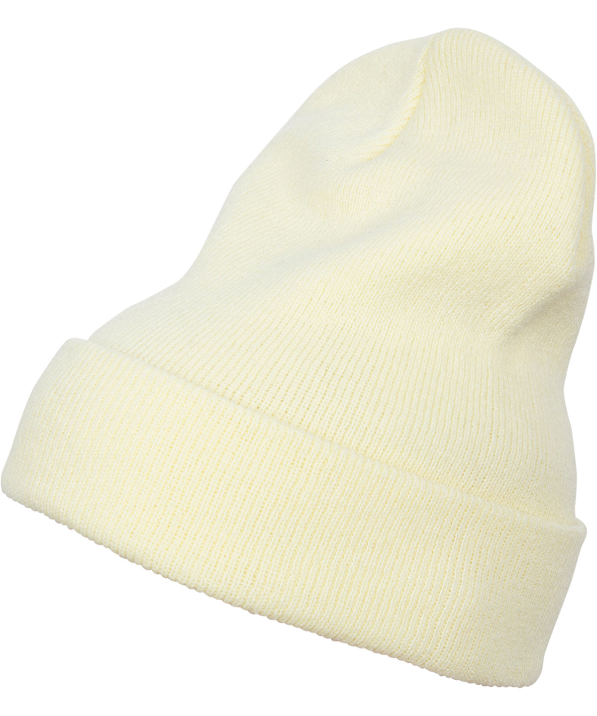 Flexfit by Yupoong Heavyweight long beanie in Powdery Yellow, front view