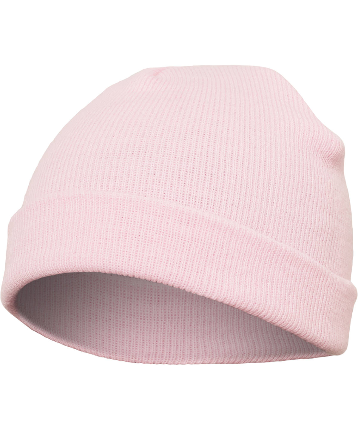 Flexfit by Yupoong Heavyweight beanie in Baby Pink, front view