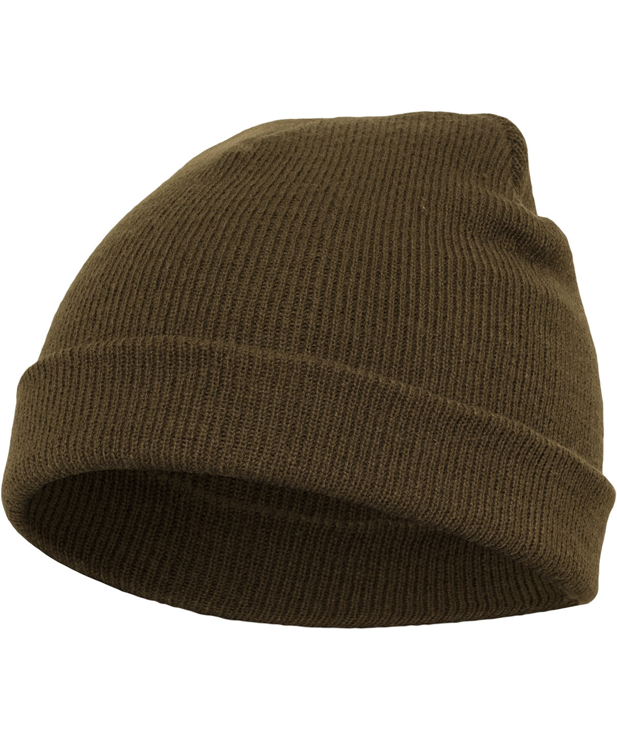 Flexfit by Yupoong Heavyweight beanie in Olive, front view