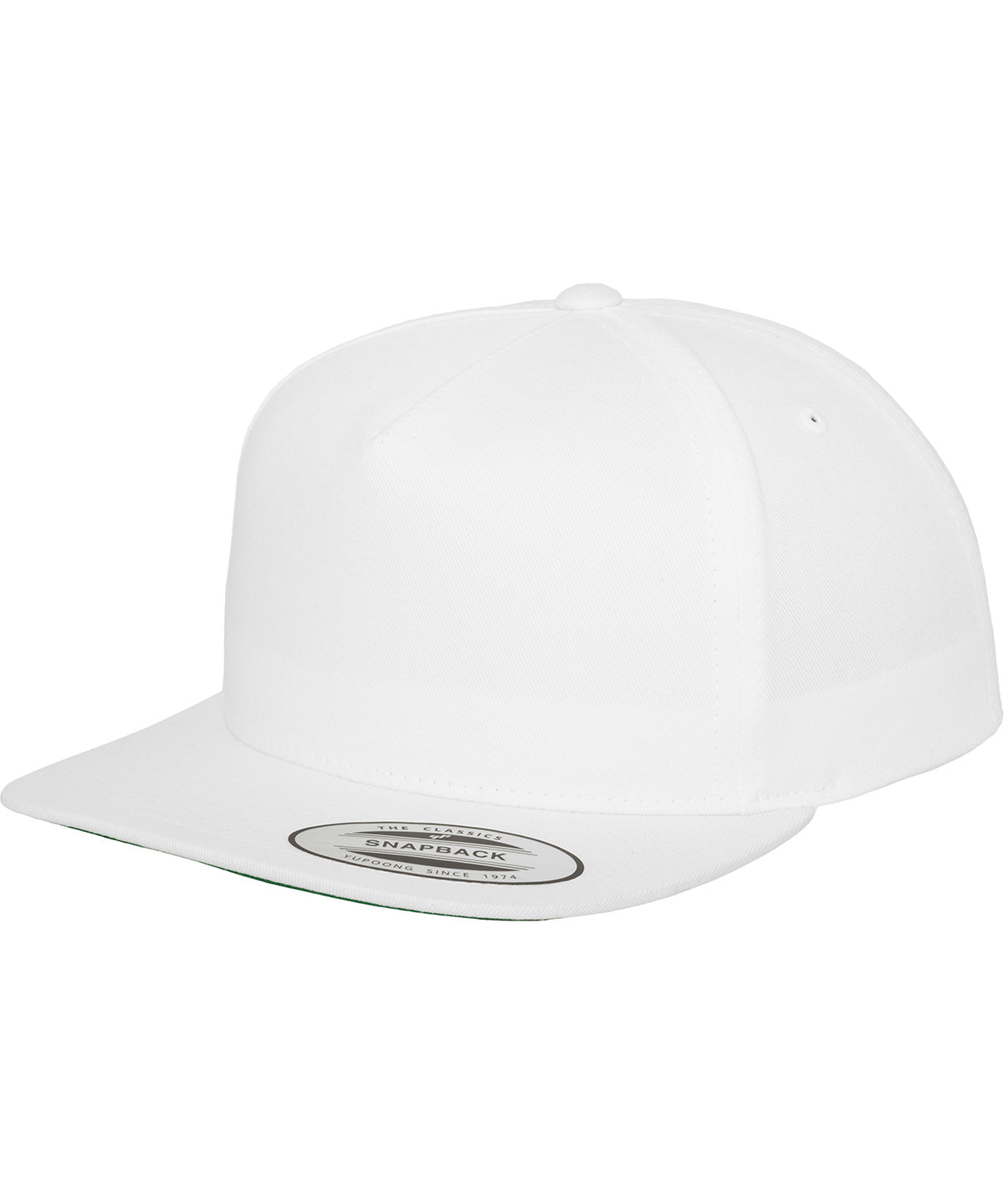 Flexfit by Yupoong Classic 5-panel snapback in White, front view