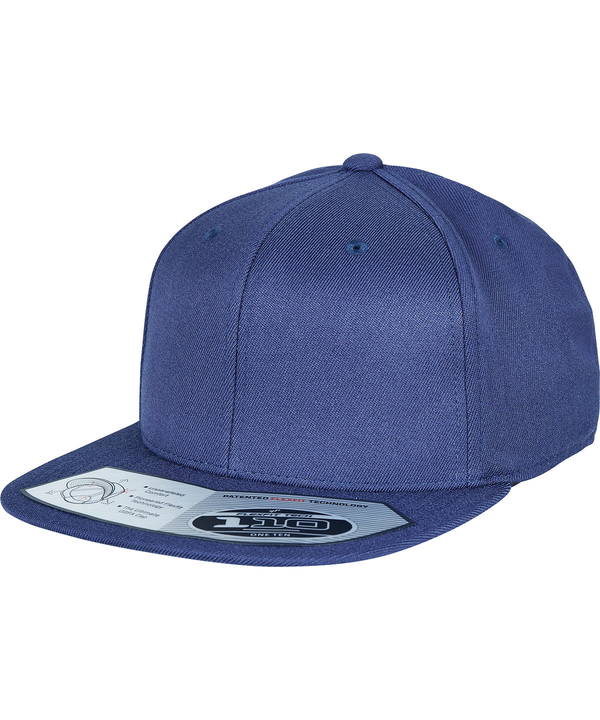 Flexfit by Yupoong 110 fitted snapback in Navy, front view