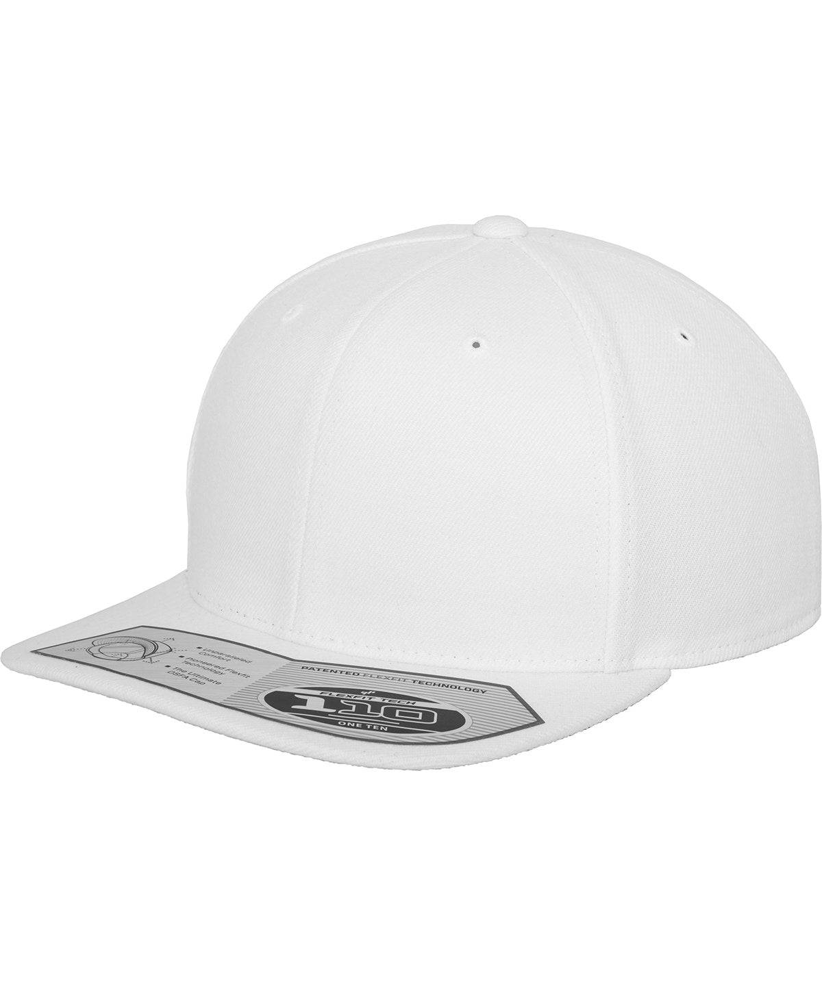 Flexfit by Yupoong 110 fitted snapback in White, front view