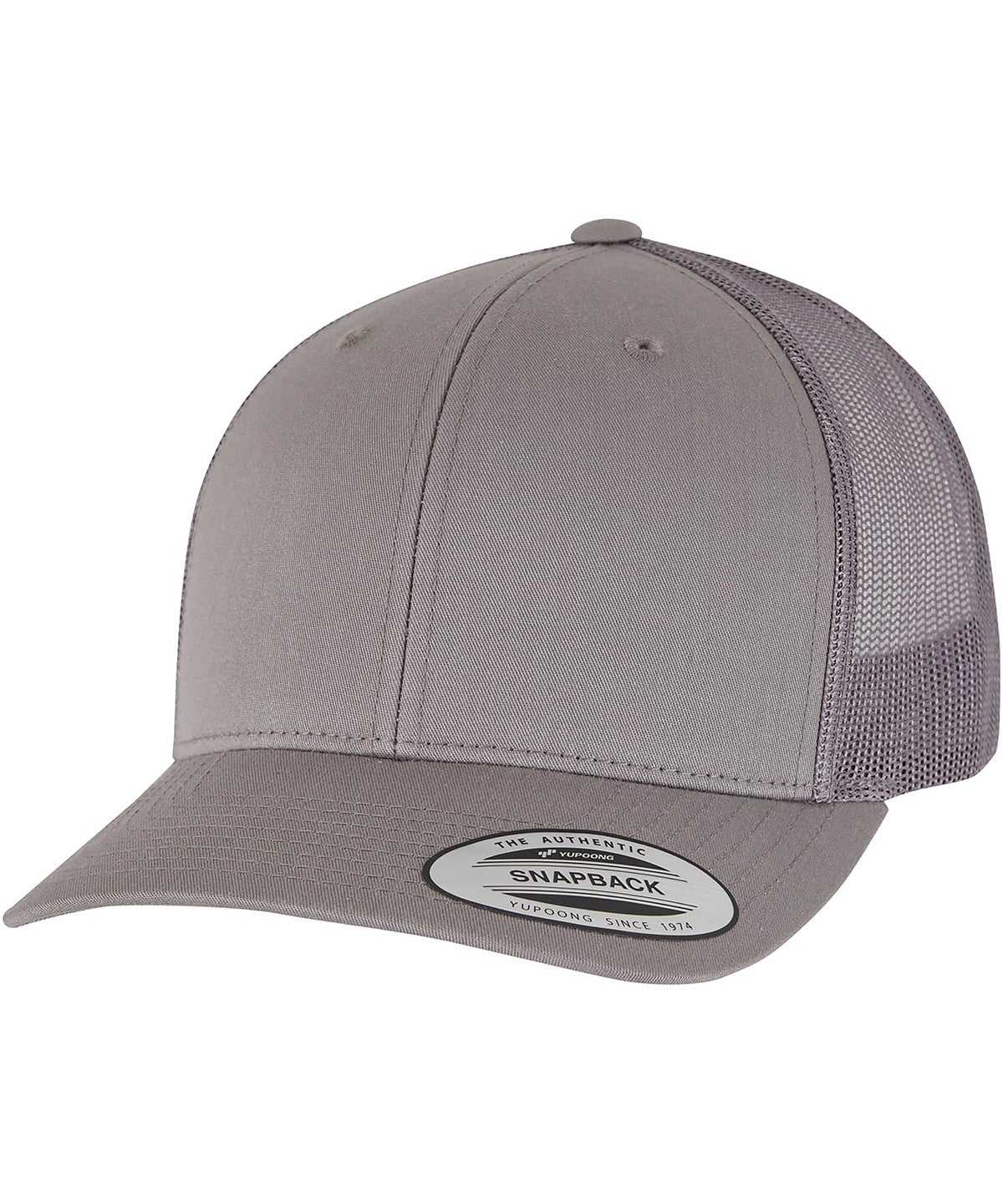 Flexfit by Yupoong Retro trucker cap in Steel Grey, front view