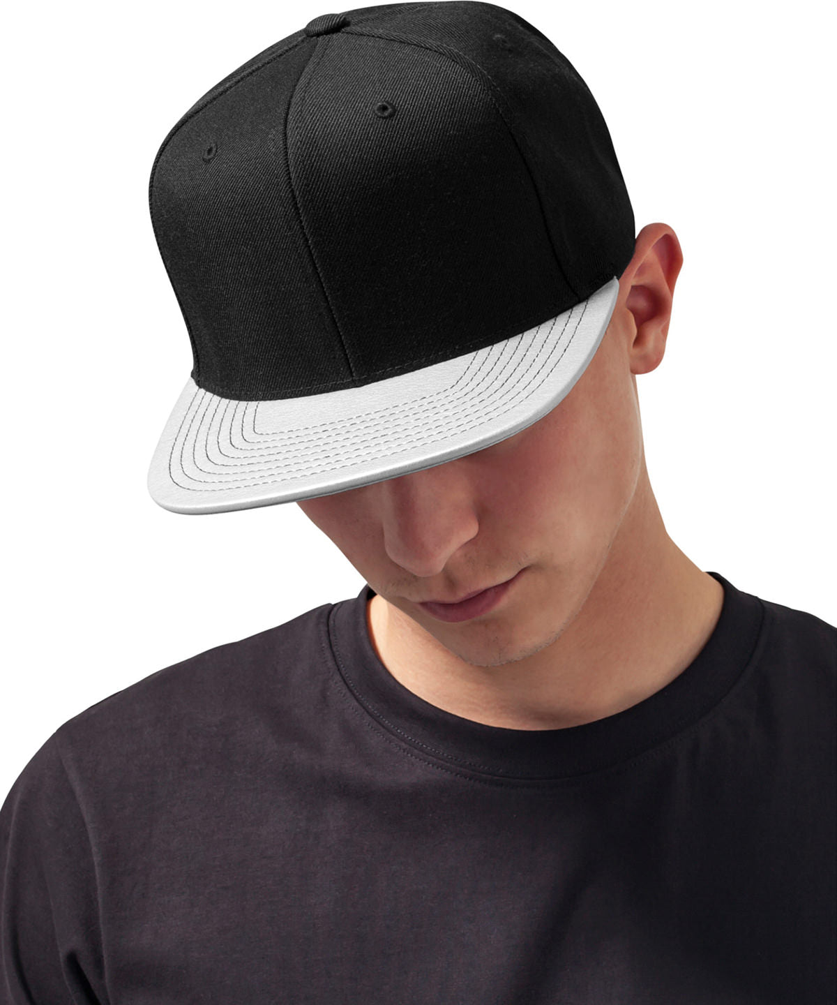 Flexfit by Yupoong Metallic visor snapback in Silver, lifestyle photo