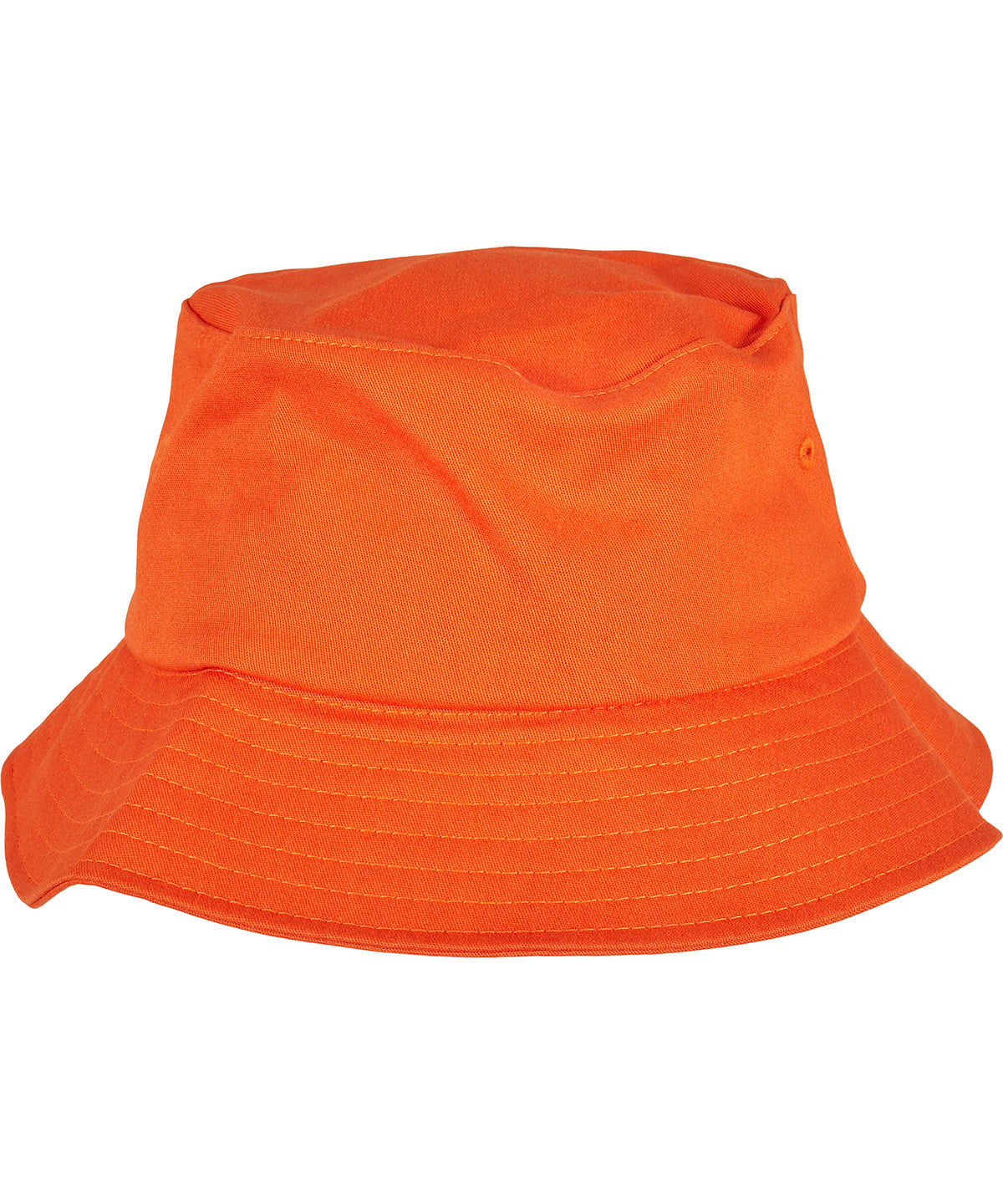 Flexfit by Yupoong Flexfit cotton twill bucket hat in Orange, front view