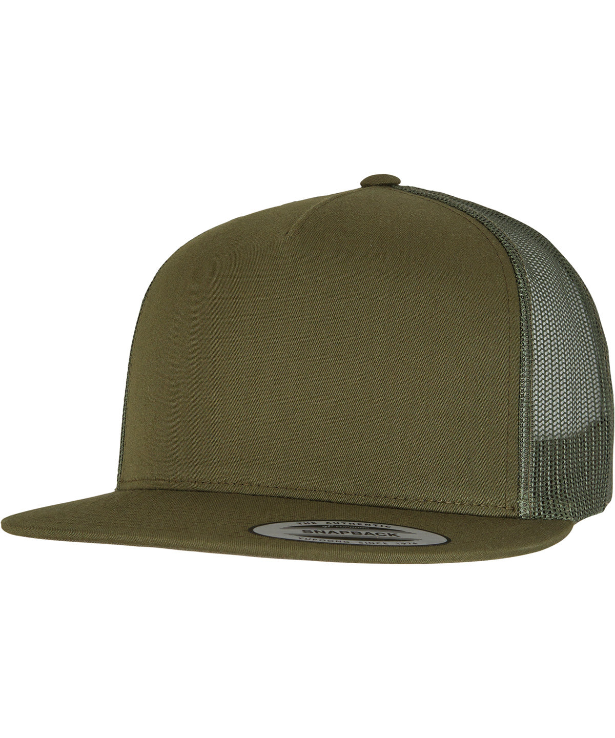 Flexfit by Yupoong Classic trucker in Moss Green, front view
