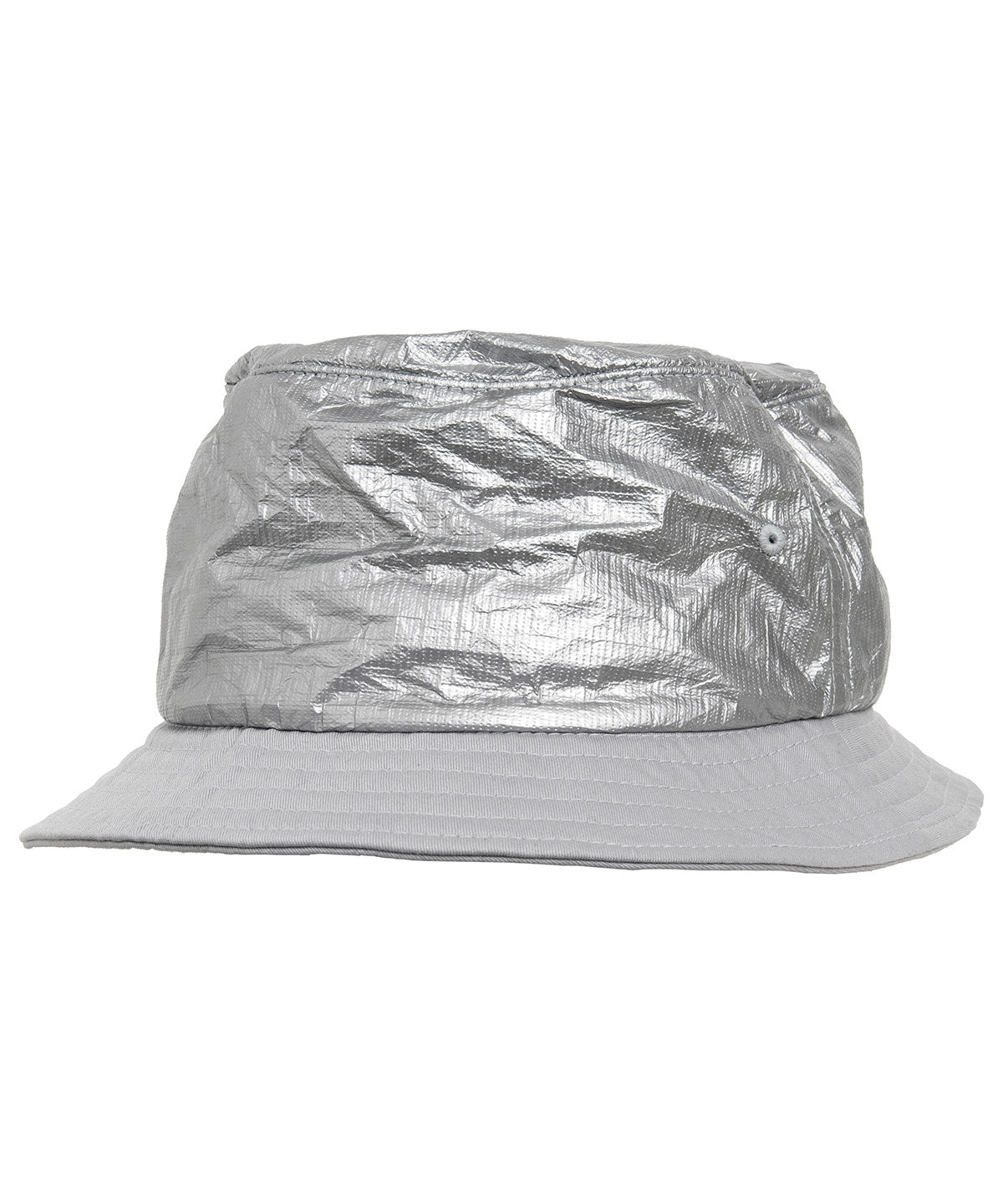 Flexfit by Yupoong Crinkled paper bucket hat in Silver, lifestyle photo
