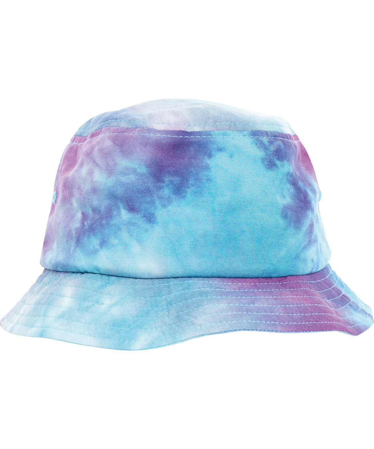 Flexfit by Yupoong Festival print bucket hat in Purple Turquoise, lifestyle photo