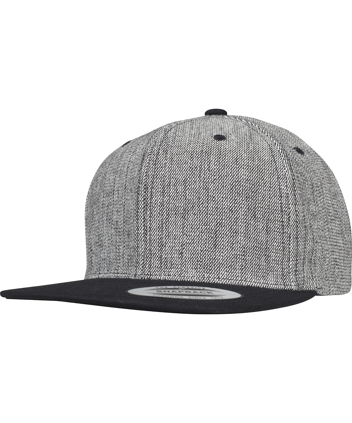 Flexfit by Yupoong Melange solid snapback in Black Melange/Black, lifestyle photo