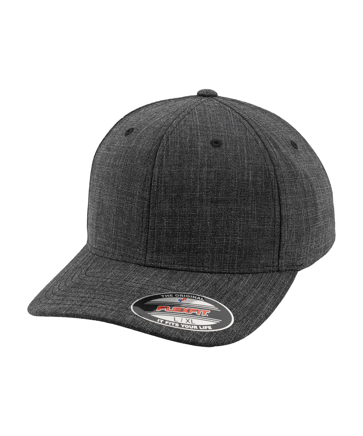 Flexfit by Yupoong Fine melange Flexfit in Black, front view