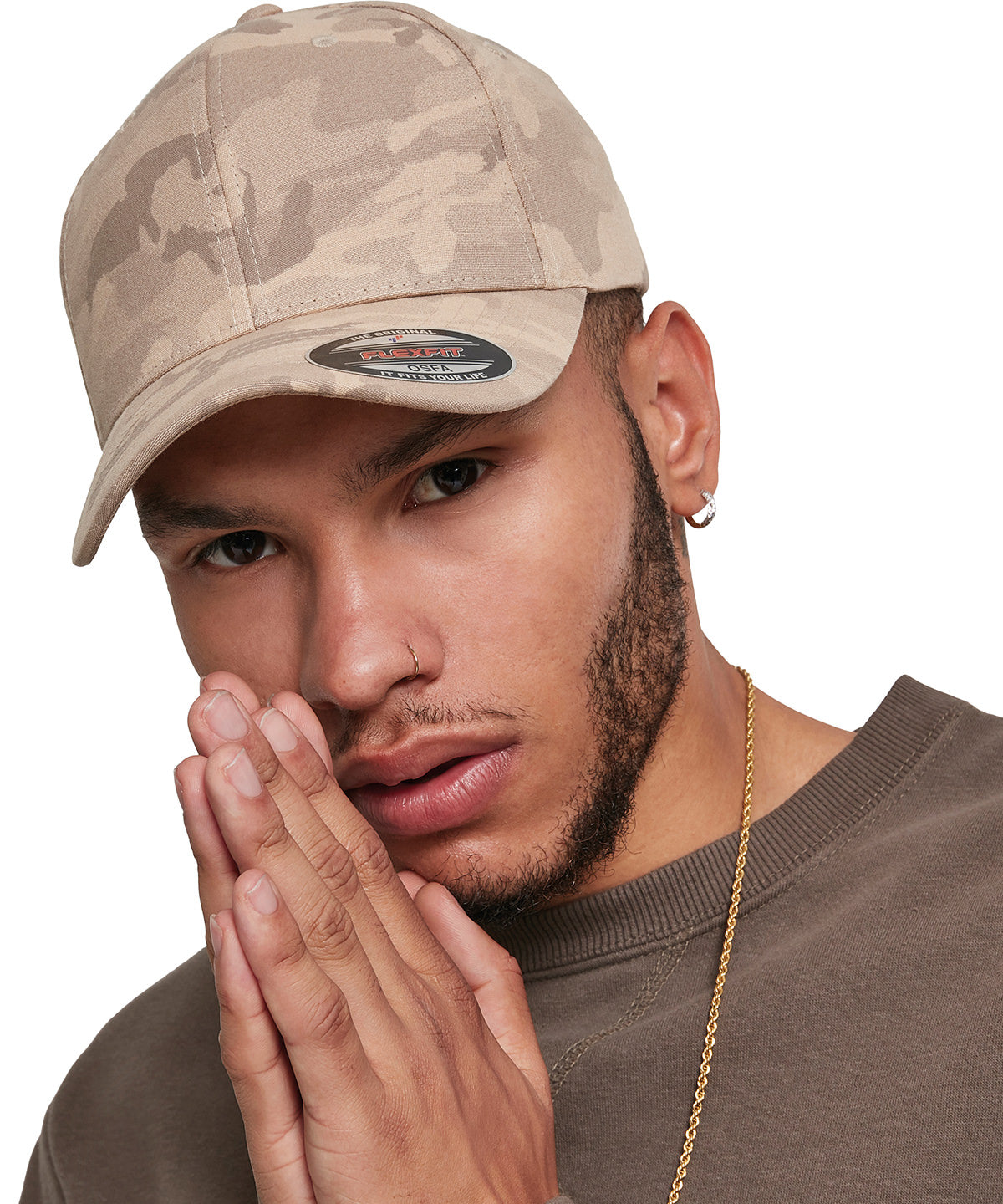 Flexfit by Yupoong Flexfit light camo in Dark Beige Camo, lifestyle photo