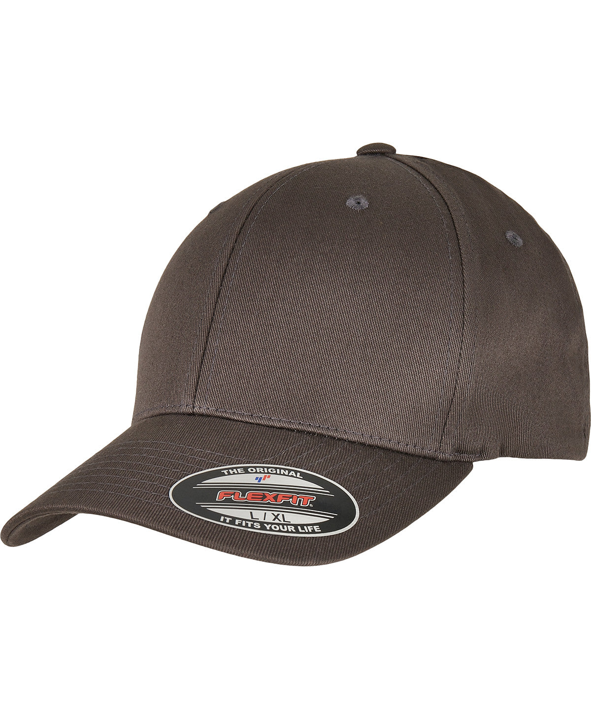 Flexfit by Yupoong Flexfit organic cotton cap in Dark Grey, front view