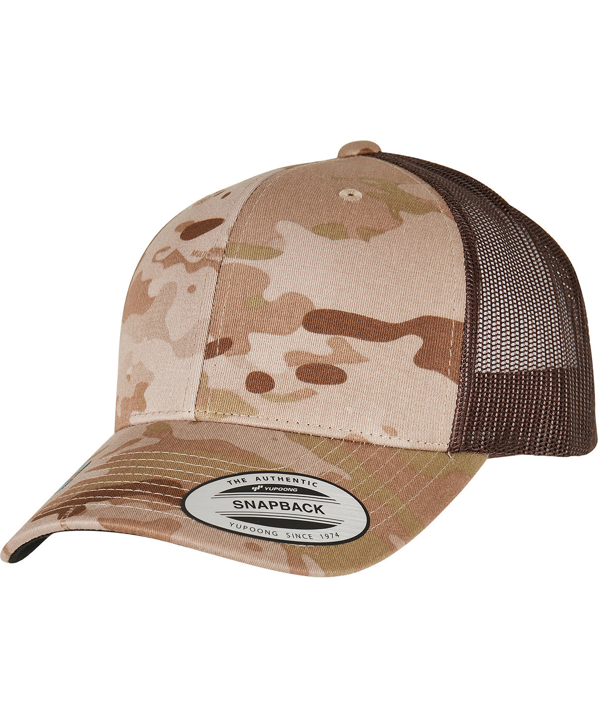 Flexfit by Yupoong Retro trucker Multicam in Arid/Brown, front view