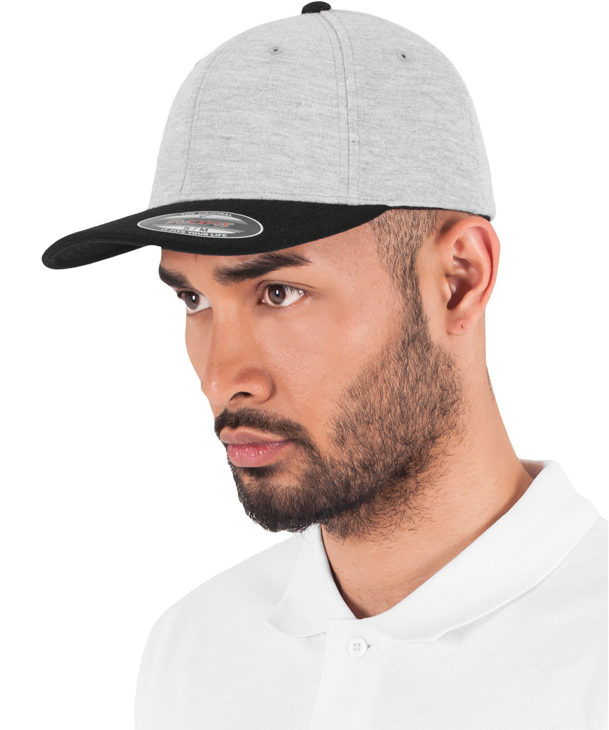 Flexfit by Yupoong Flexfit double Jersey 2-tone in Grey/Black, lifestyle photo