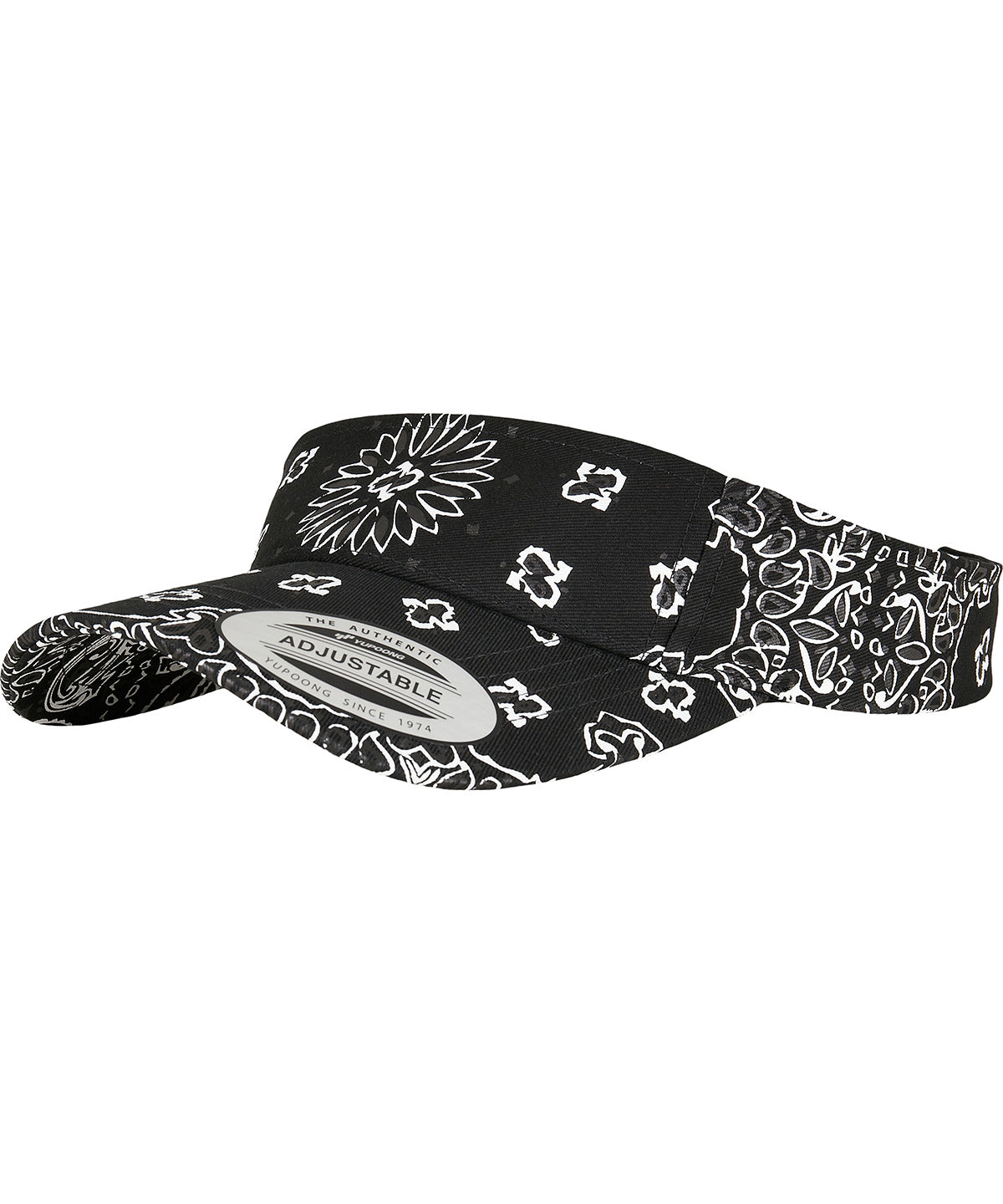 Flexfit by Yupoong Bandana print visor in Black, front view