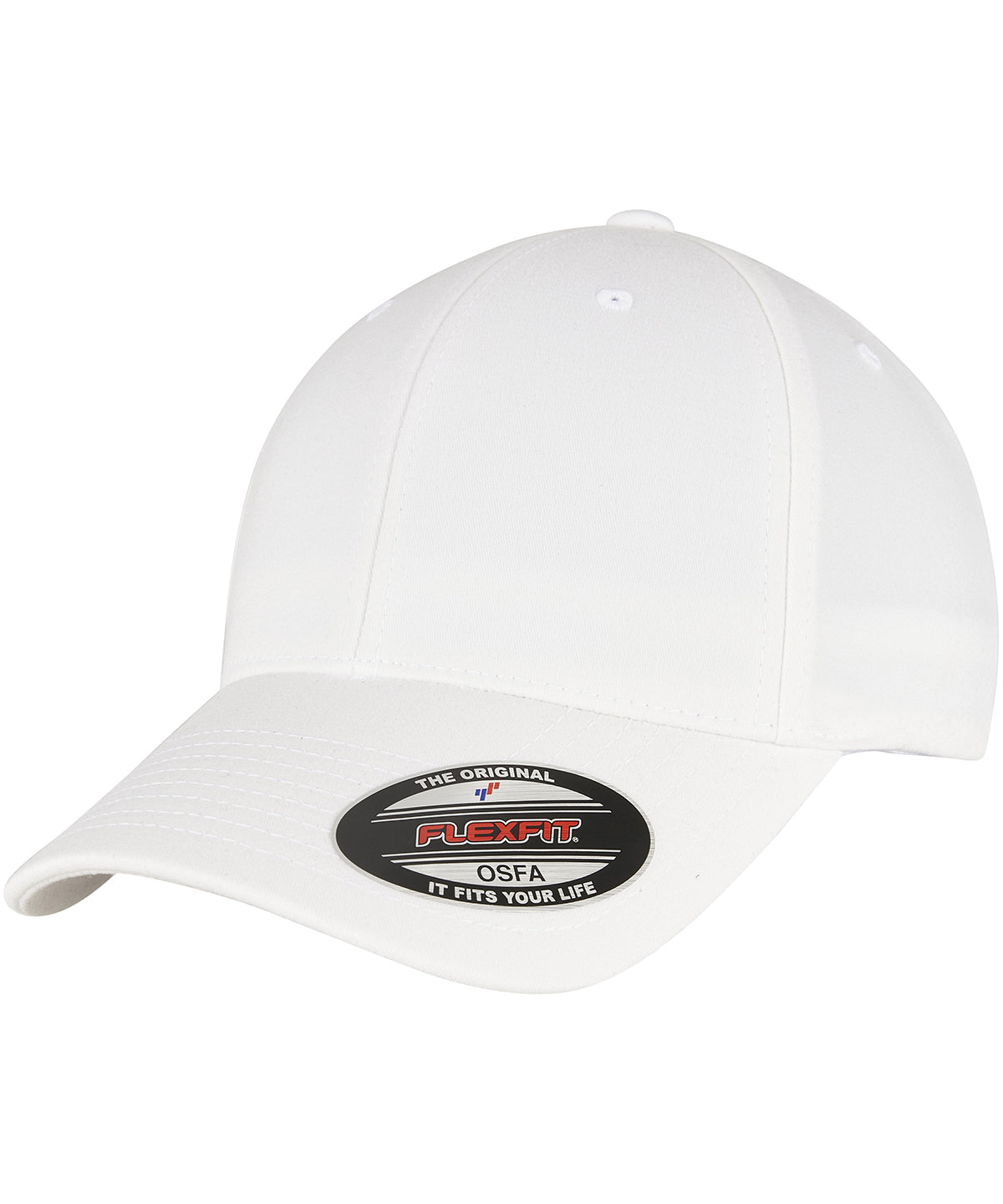 Flexfit by Yupoong Alpha shape flexfit in White, front view