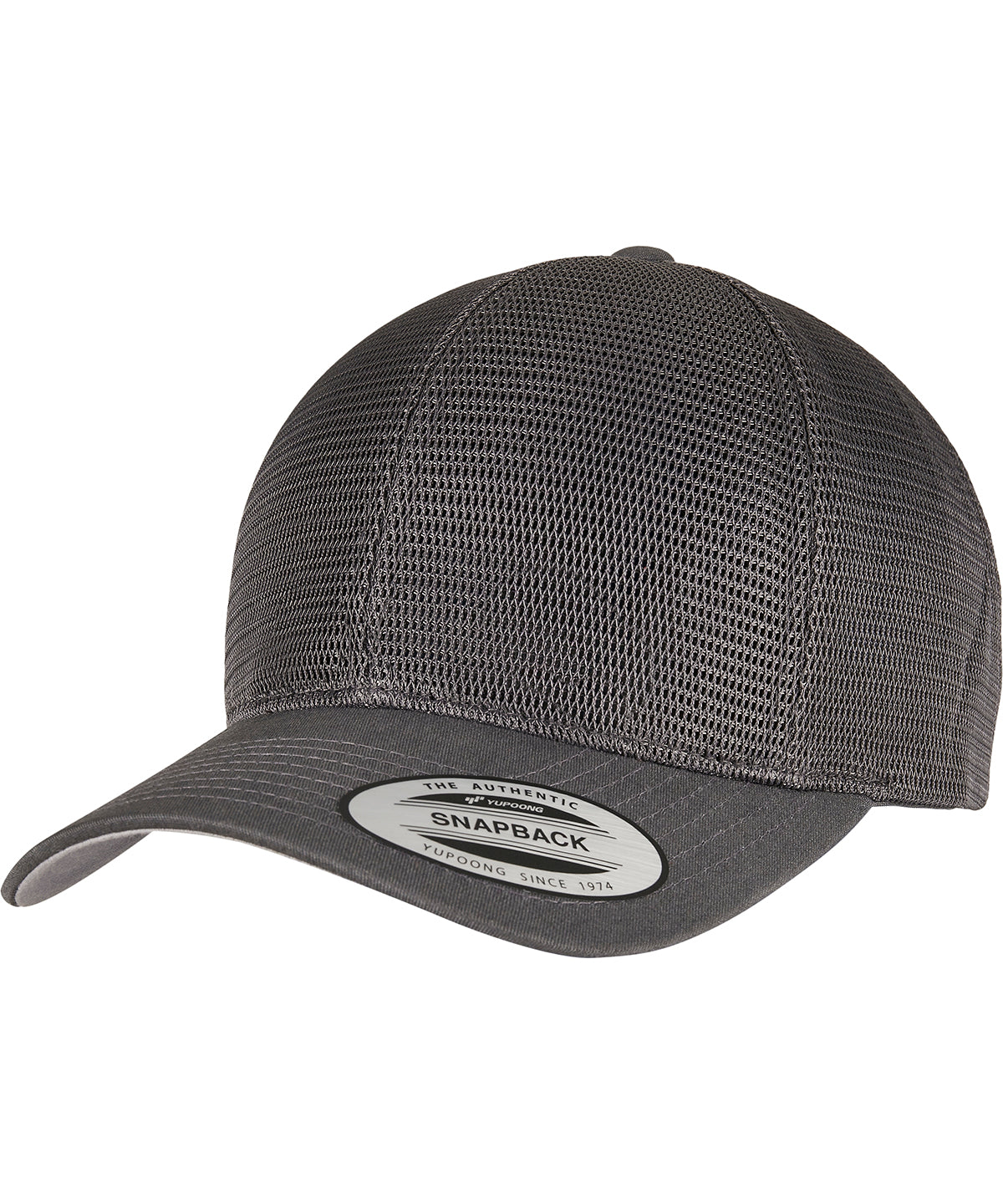 Flexfit by Yupoong 360° omnimesh cap in Charcoal, front view